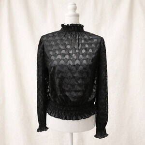 Blāshe L Gothic Dark Academia Lace Blouse  Romantic Victorian Sheer Ruffle Top